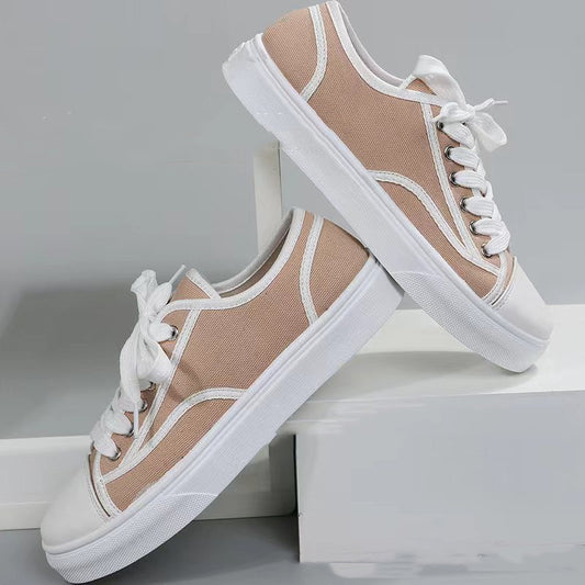 Women's Solid Color Flat Platform Sneakers - UniCare